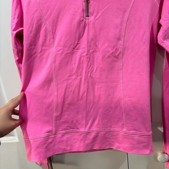 VS PINK Women’s Neon Pink V-Neck Quarter Zip Long Sleeve Sweater Top - size S - Picture 2 of 7
